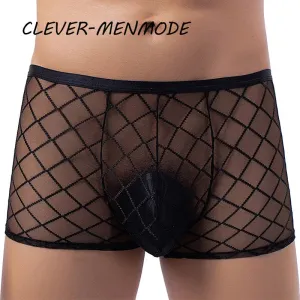 10672 1a-102 Bóxer Sexy de encaje transparente para hombre