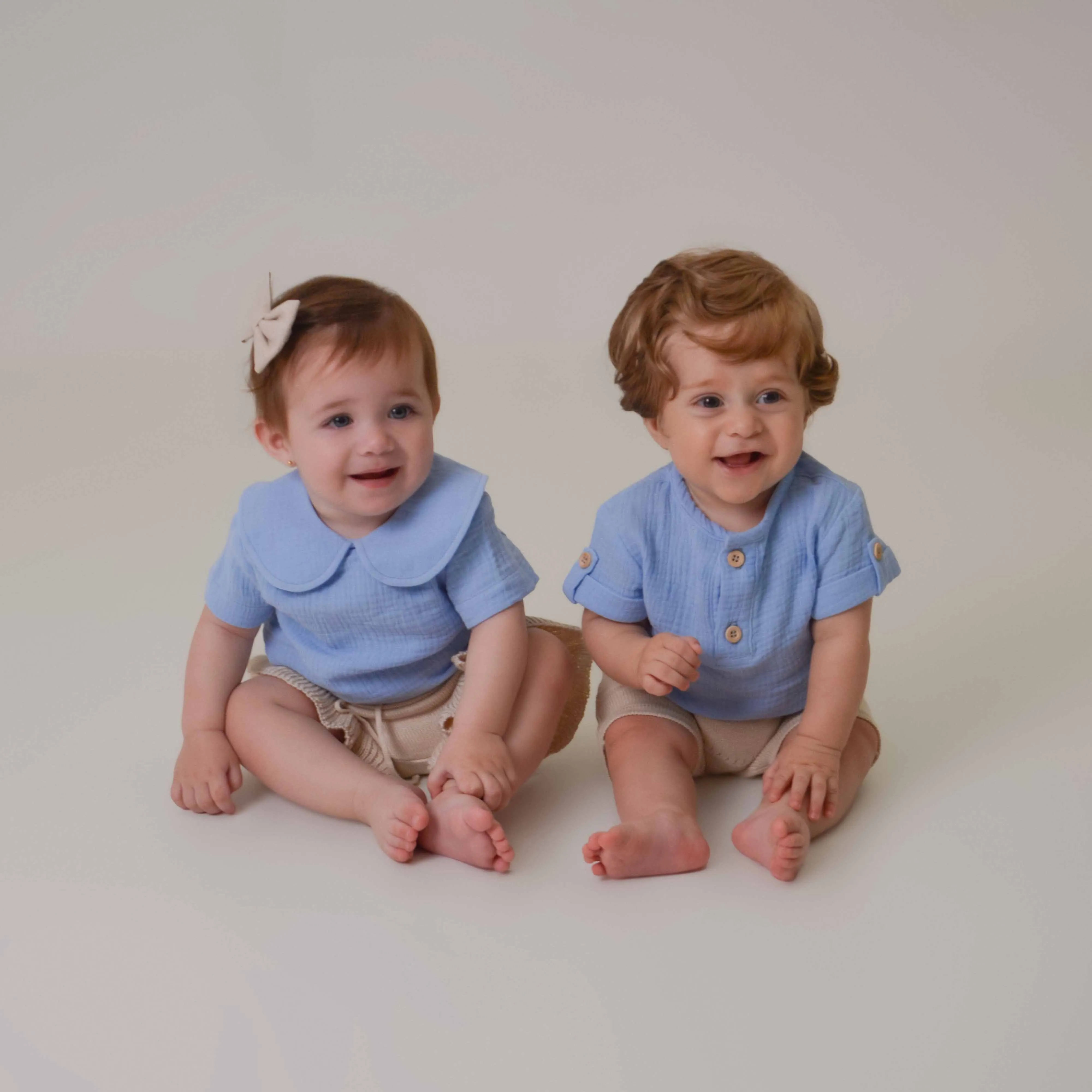 Bata Menina em Gaze Azul - Bebê e Infantil