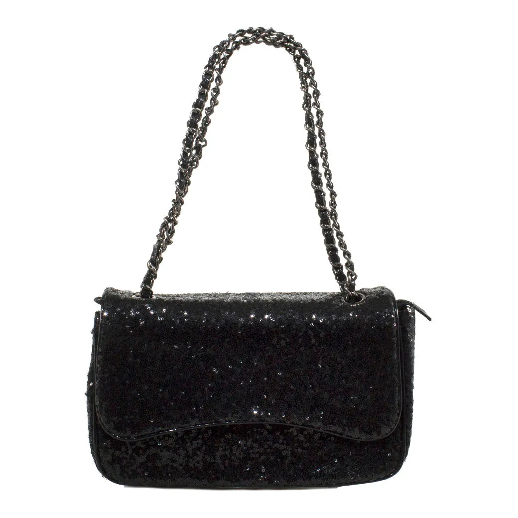 Cartera Mediana Lentejuelas Negro