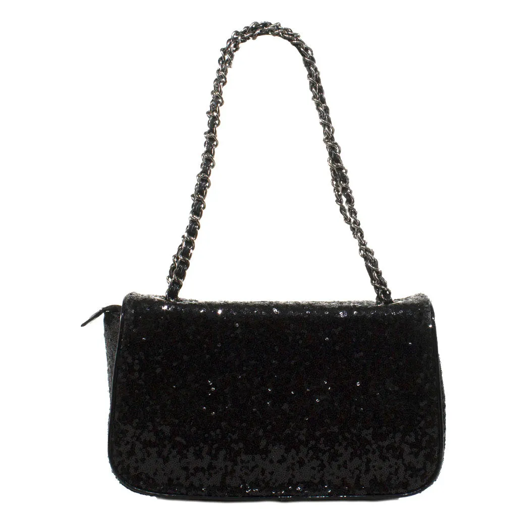 Cartera Mediana Lentejuelas Negro