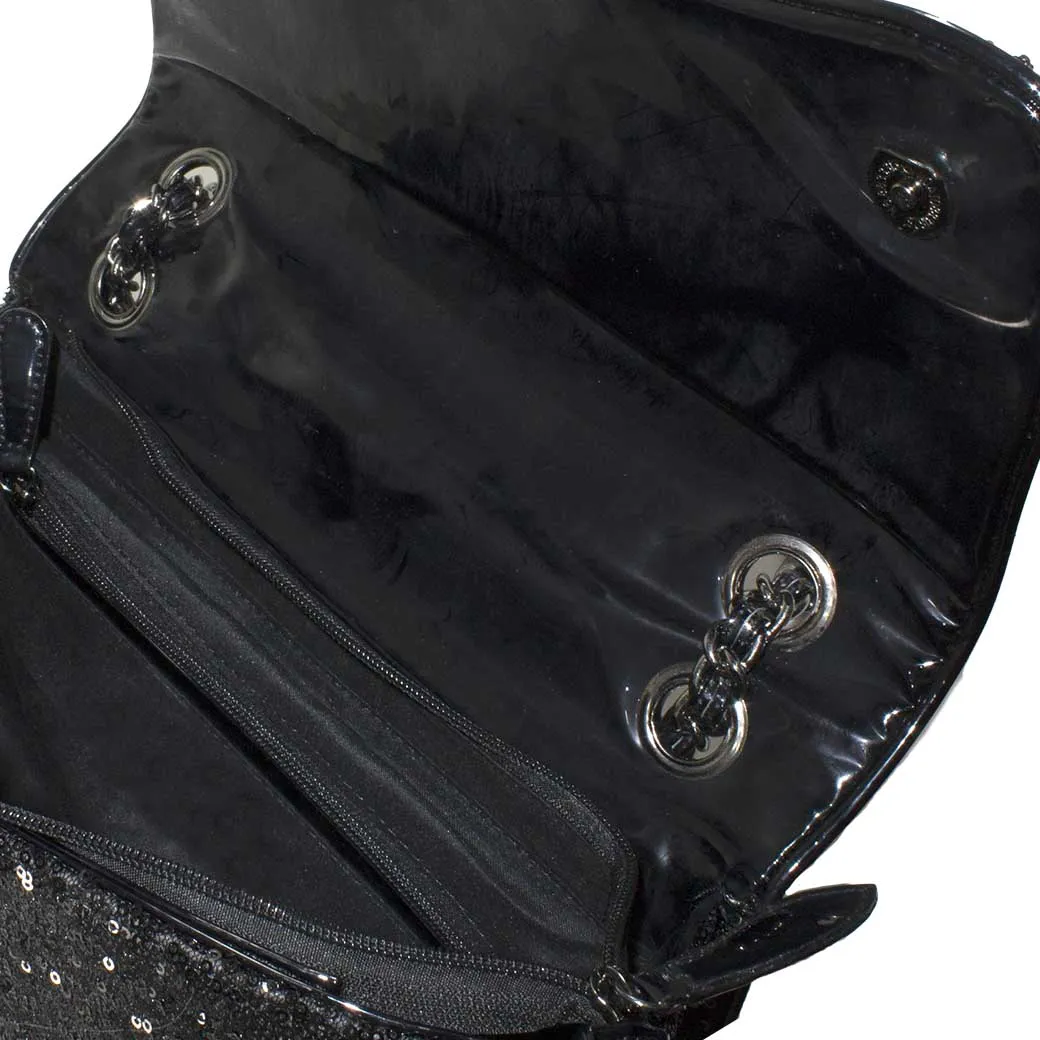 Cartera Mediana Lentejuelas Negro
