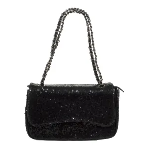 Cartera Mediana Lentejuelas Negro