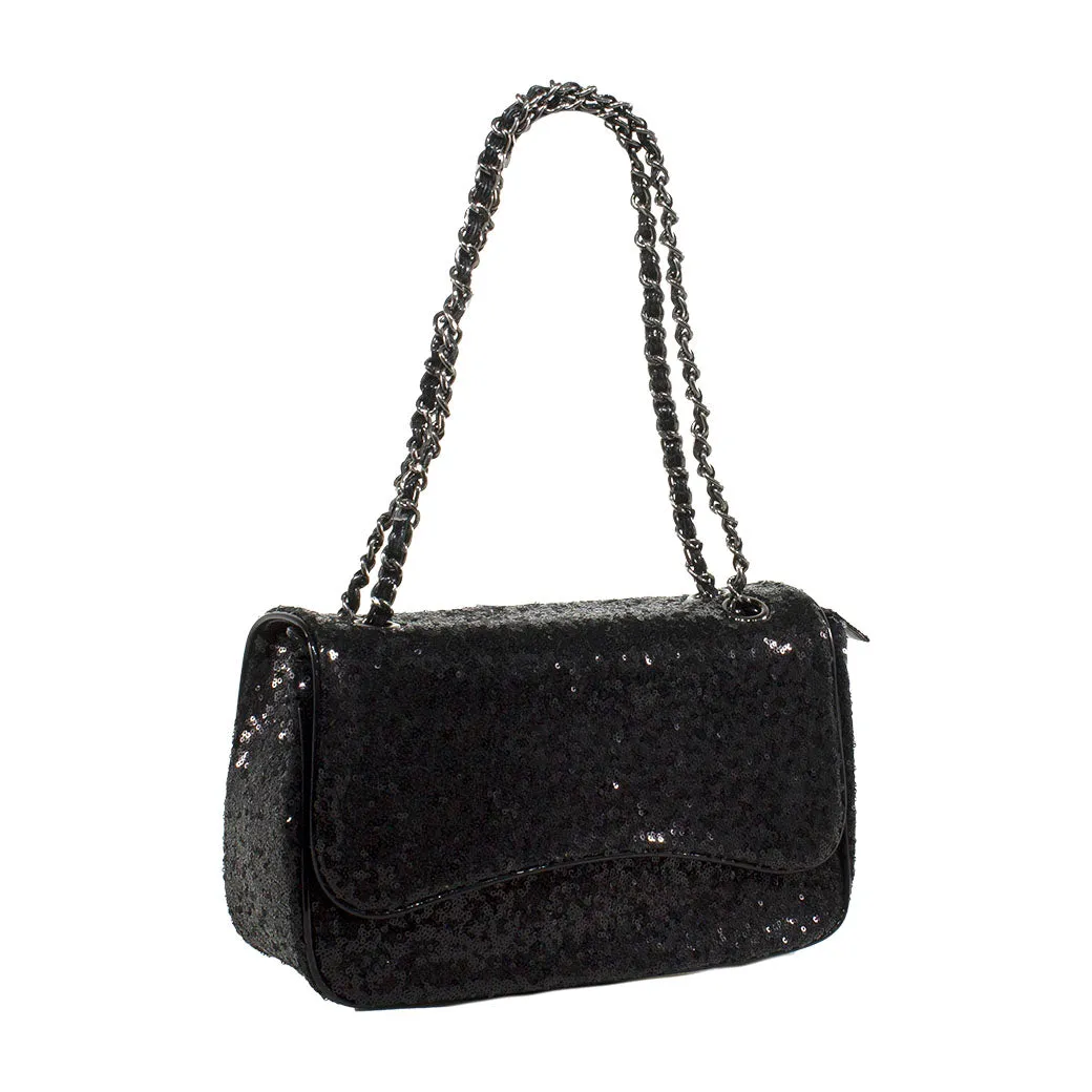 Cartera Mediana Lentejuelas Negro