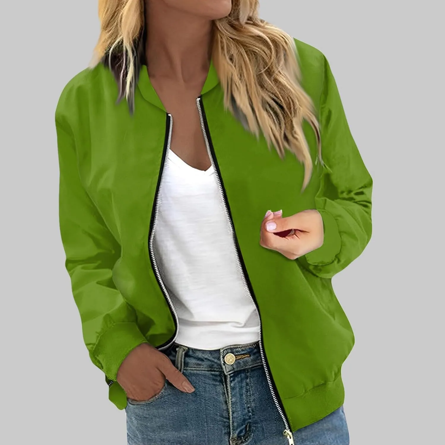 ChicCrate Bomber Jacket Women 2025 Long Sleeve Stand Collar Fall Jackets Lightweight Causal Floral Zip Up Coats