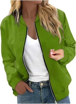 ChicCrate Bomber Jacket Women 2025 Long Sleeve Stand Collar Fall Jackets Lightweight Causal Floral Zip Up Coats