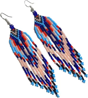 Handmade beaded native american style glass seed bead earrings Pendientes de cuentas nativas al estilo mexicano de artesanos gifts for women