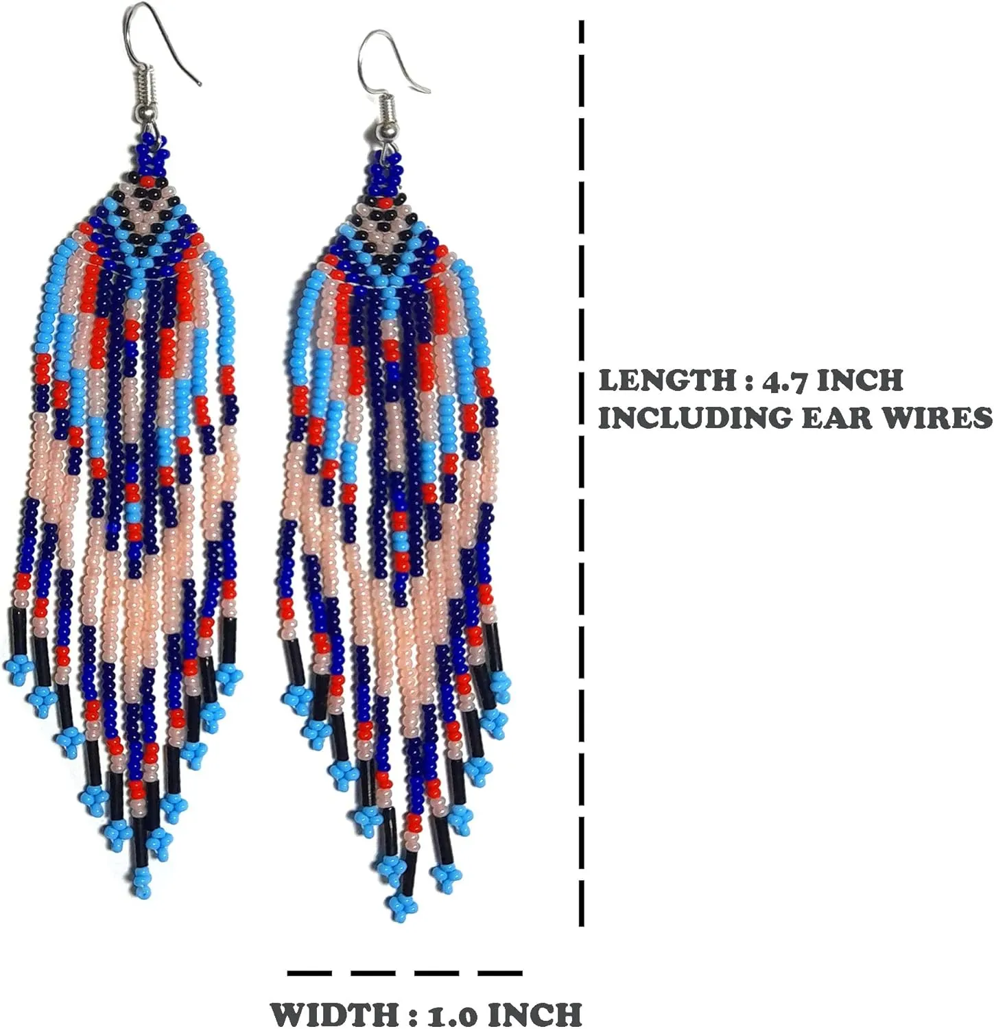 Handmade beaded native american style glass seed bead earrings Pendientes de cuentas nativas al estilo mexicano de artesanos gifts for women