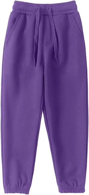 Kids Boys Cotton Active Sweatpants Solid Color Pull On Elastic Waist Lightweight Joggers Cool Sports Running Trousers