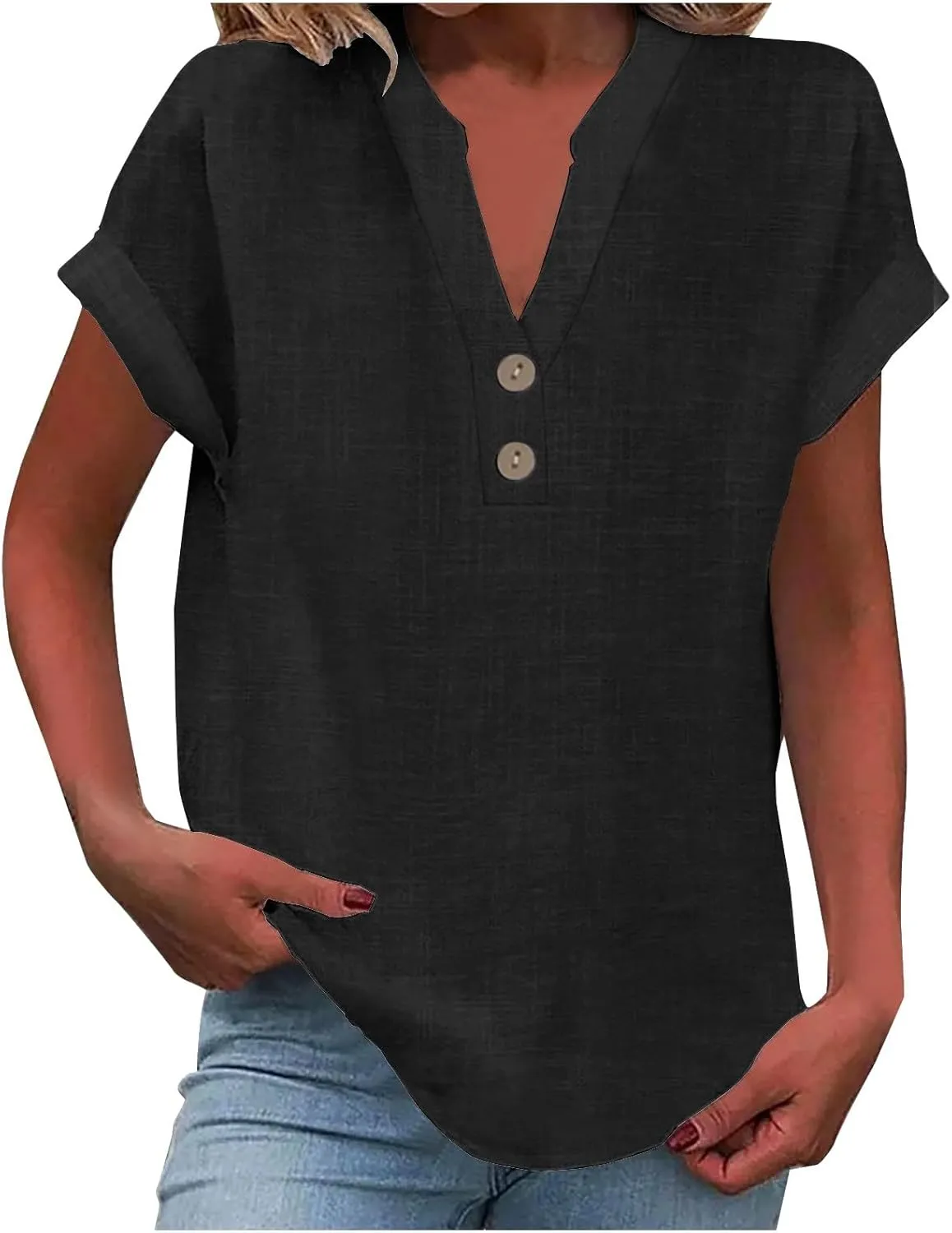 Linen Shirt Women Clearance Shirts for Women Cotton Blouses Boho Linen Shirts for Women Linen Blouses for Women Summer 100% Cotton Blouses for Women Camp Shirts for Women Black