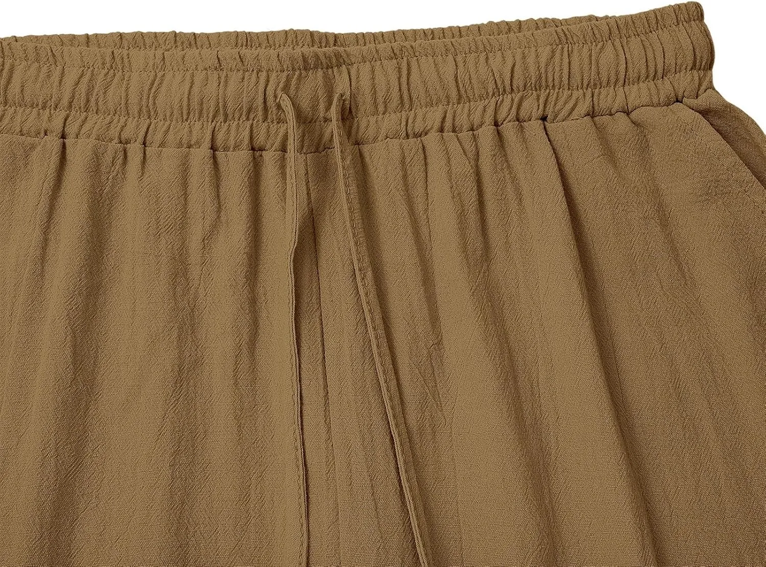 Linen Shorts for Womens High Waisted Drawstring Bermuda Shorts Summer Casual Plus Size Soft Beach Short with Pockets