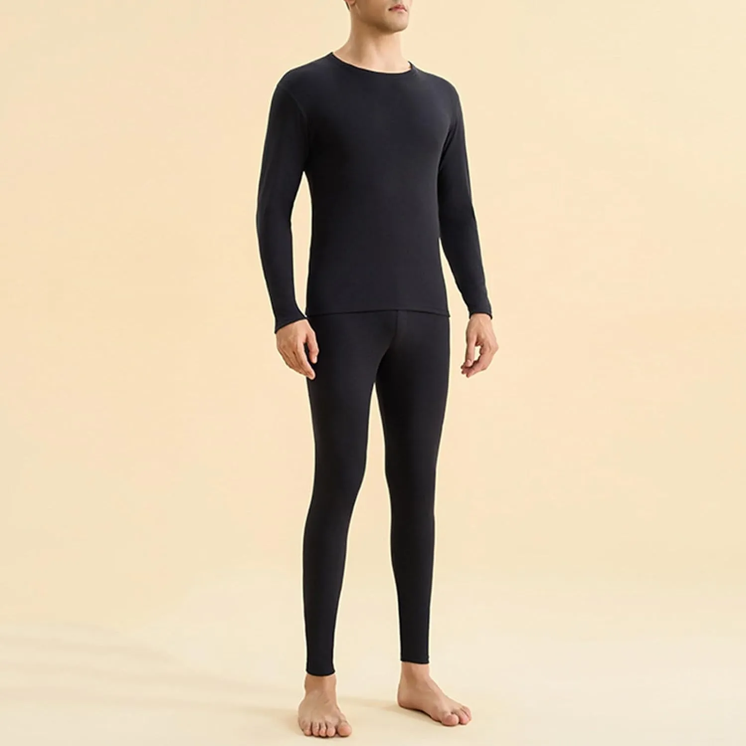 Long Johns for Men Thermal Underwear Sets Fleece Lined Tops and Bottoms Set Warm Winter Base Layer Comfy Pajamas Set