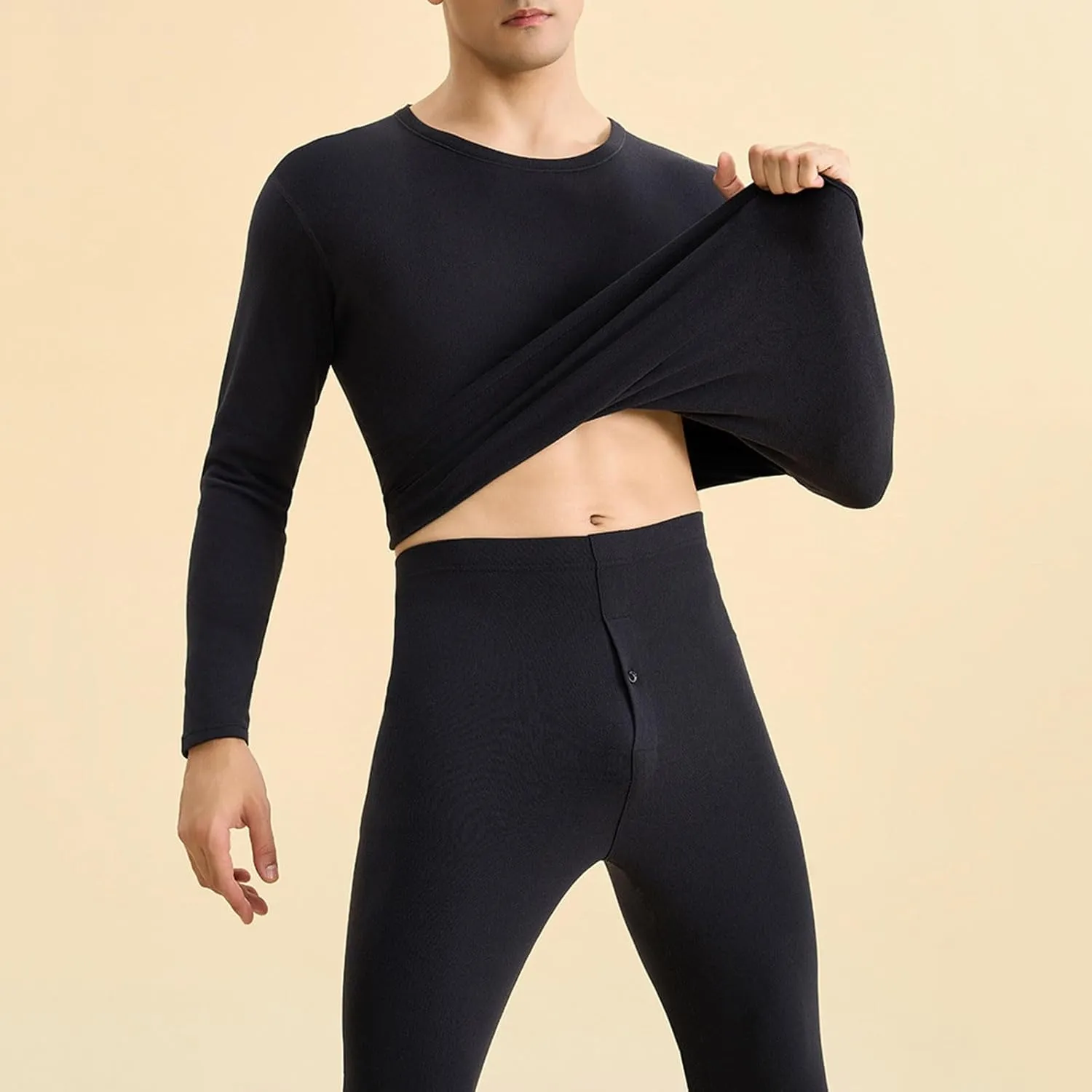 Long Johns for Men Thermal Underwear Sets Fleece Lined Tops and Bottoms Set Warm Winter Base Layer Comfy Pajamas Set