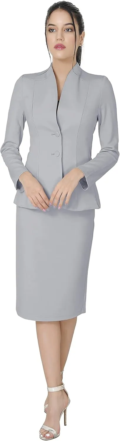 Marycrafts Women's Formal Office Business Work Jacket Skirt Suit Set