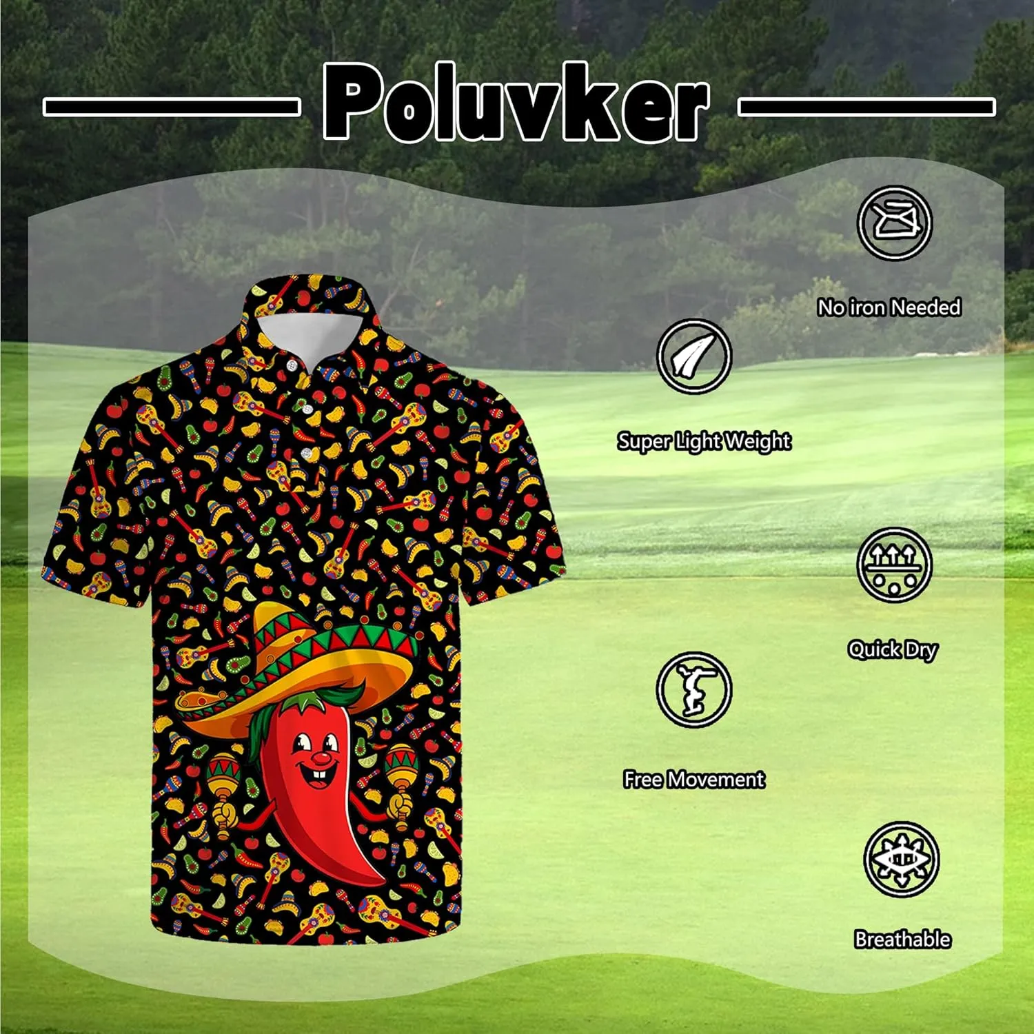 Men's Golf Polo Shirts Short Sleeve Performance Moisture Wicking Dry Fit Golf Shirts for Men