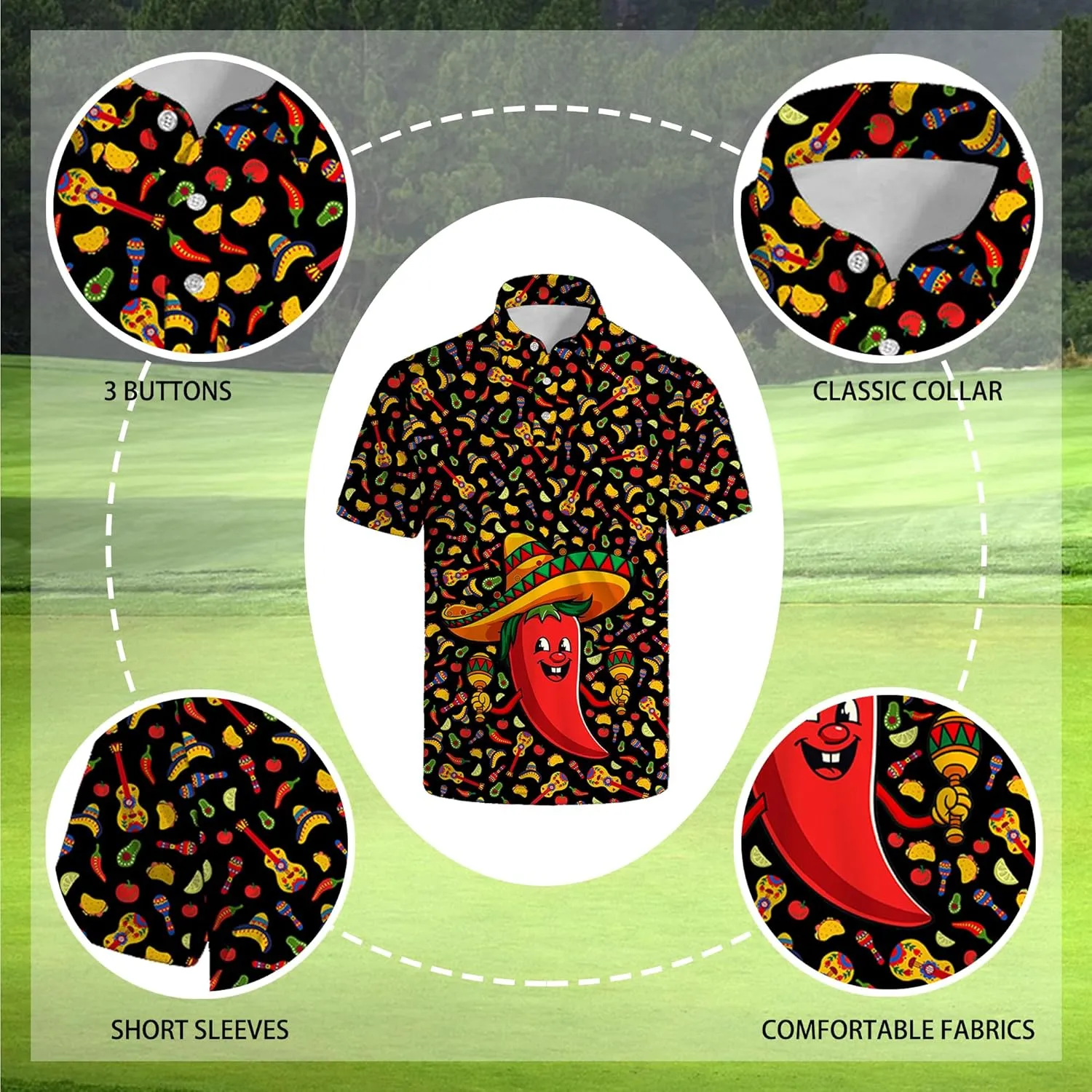 Men's Golf Polo Shirts Short Sleeve Performance Moisture Wicking Dry Fit Golf Shirts for Men