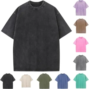 Men's Oversized T-Shirts Vintage Washed T Shirt Basic Tee Tops Unisex Short Sleeve Shirt Acid Washed T Shirt