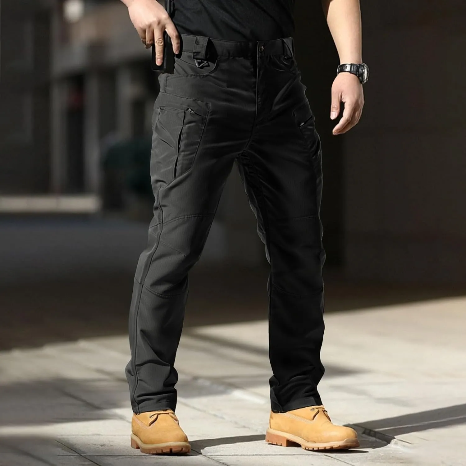 Mens Tactical Pants Flexcamo Water Resistant Quick Dry Carpenter Pants Multi-Pockets Slim Fit Construction Trousers