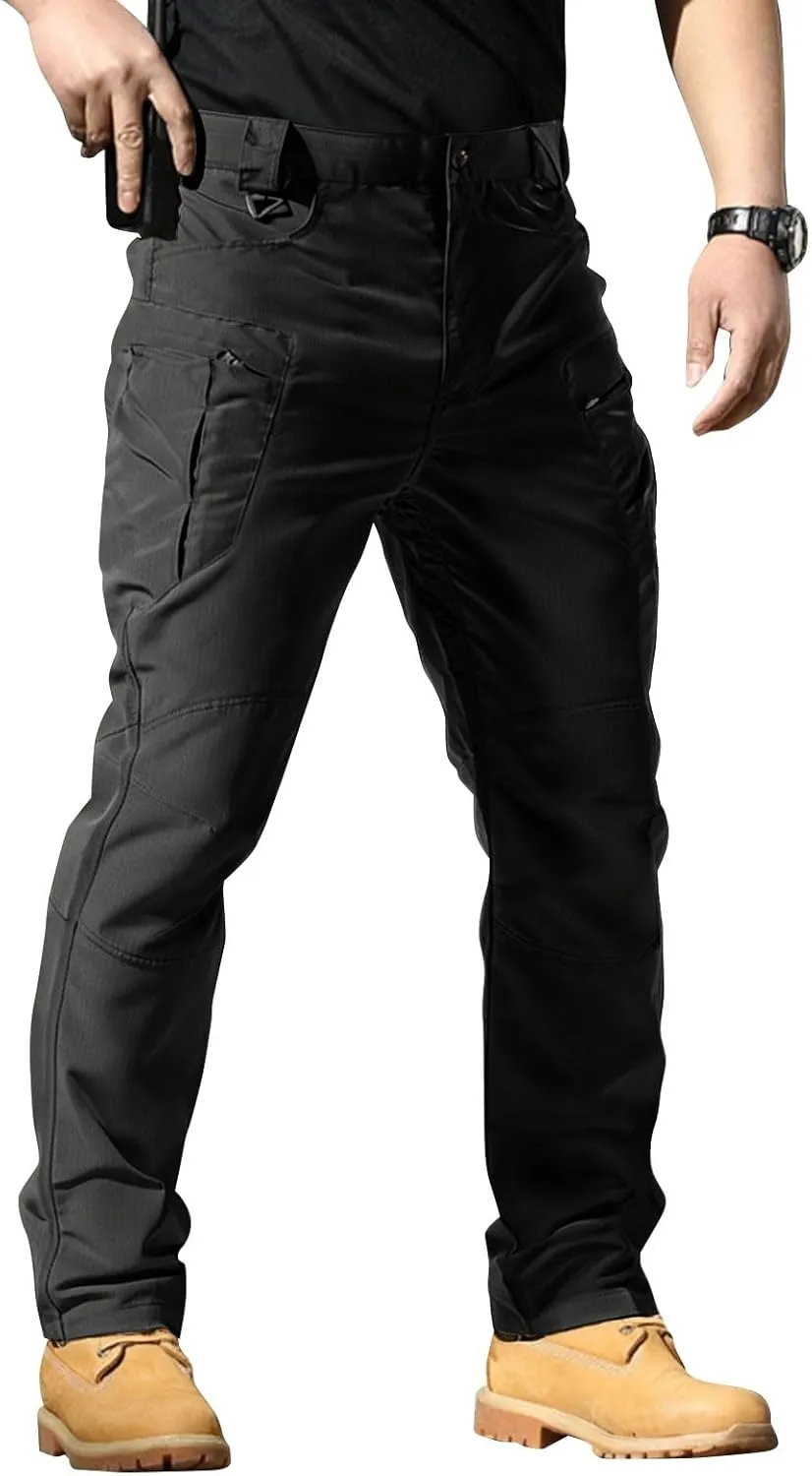 Mens Tactical Pants Flexcamo Water Resistant Quick Dry Carpenter Pants Multi-Pockets Slim Fit Construction Trousers