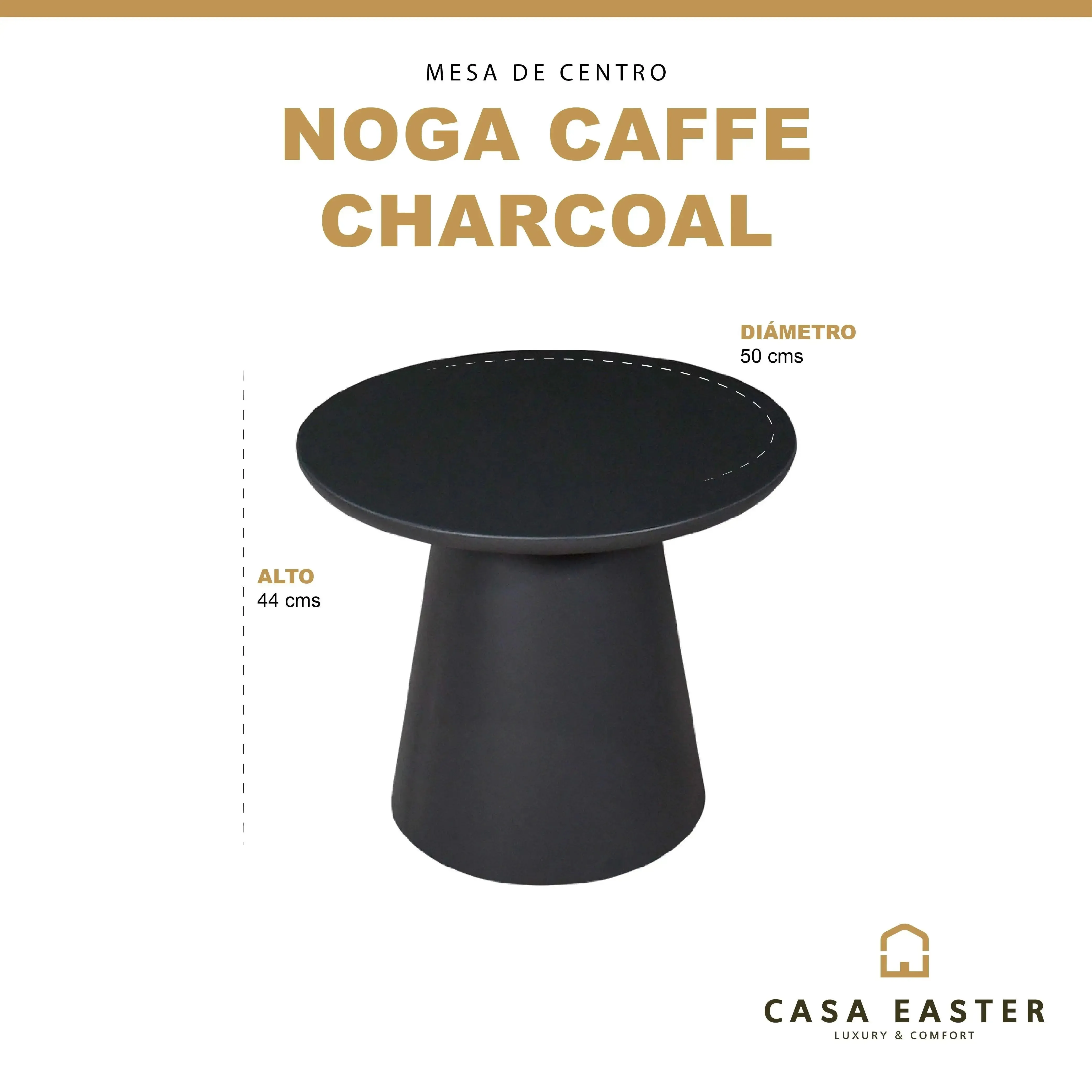 Mesa Bistro Noga Dia.50 cms, para Exterior e Interior de Aluminio Color Carbon - NG1