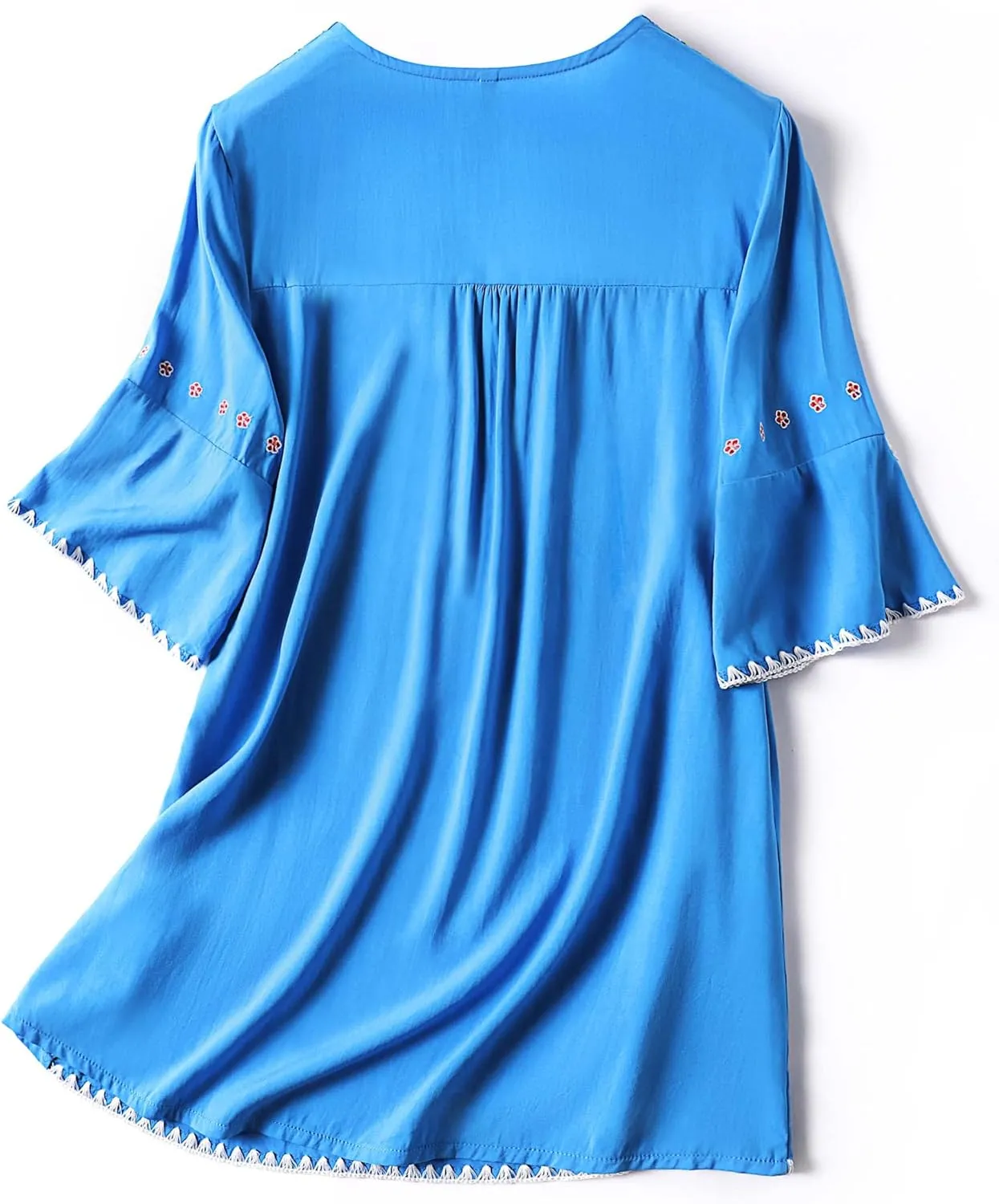 Mexican Shirts Peasant Blouses Cotton Embroidered 3/4 Sleeve Bohemian Tops Boho Clothes for Women Summer Fiesta