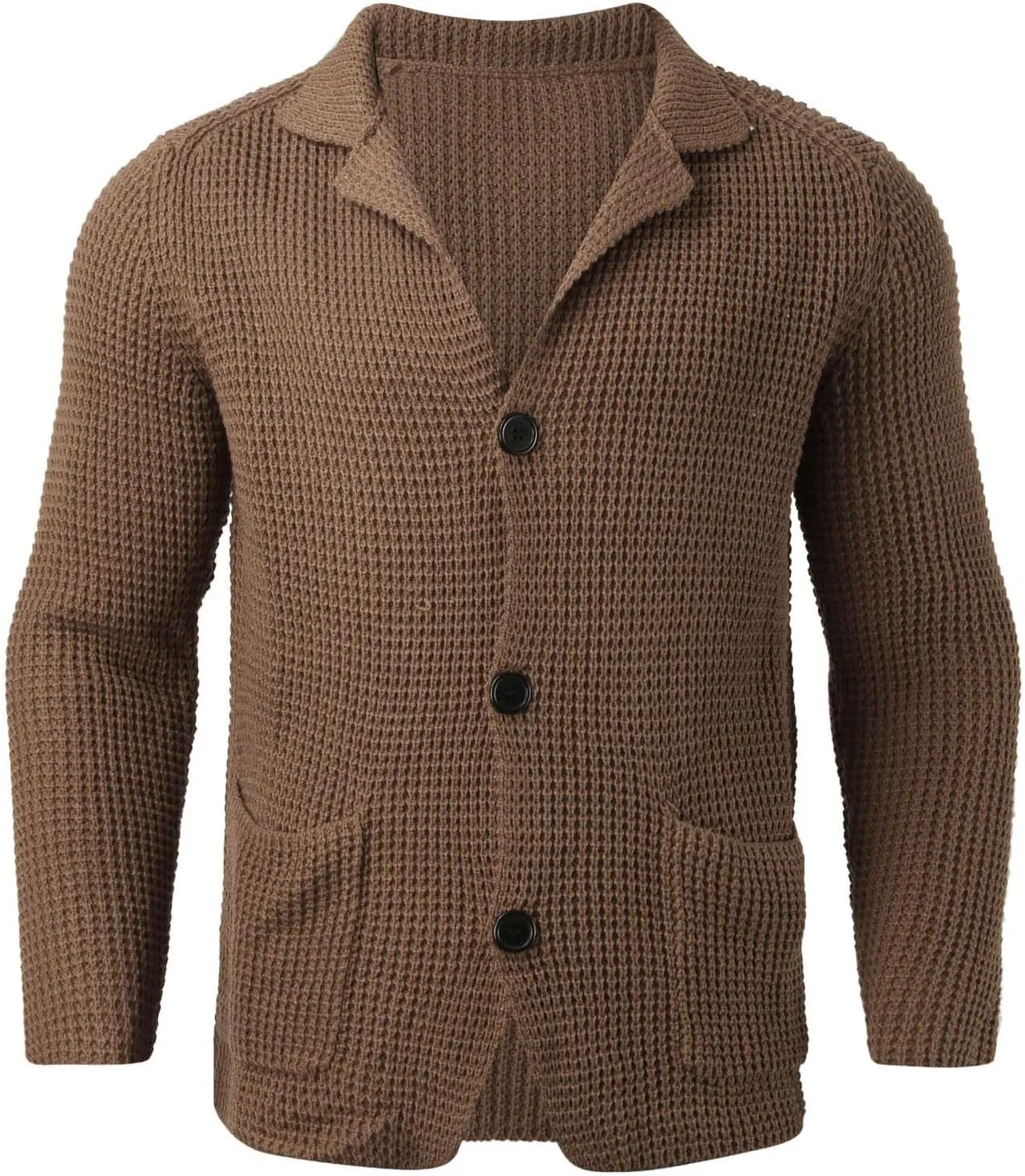PeQAQ Mens Cardigan Sweater Cable Knit V Neck Button up Sweaters Winter Soft Warm Ribbed Cardigan Sweater Jacket with Pockets