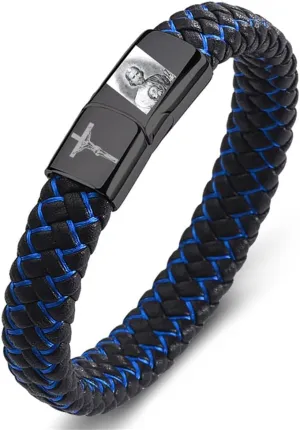 St. Jude Jesus Cross Bracelet Stainless Steel Cross Crucifix Cuff Bracelets San Judas Leather Wristband Pulsera De San Judas Tadeo Cuff Bangle Protection Amulet Jewelry Gift for Him