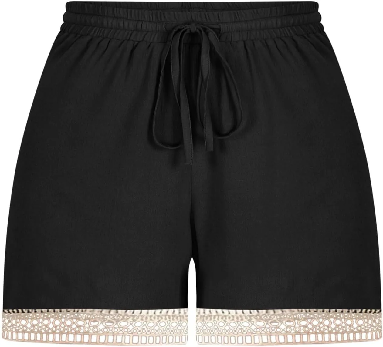 Summer Shorts for Women 2025 Trendy Casual Lace Hem Beach Shorts Plus Size Elastic High Waist Summer Wide Leg Short