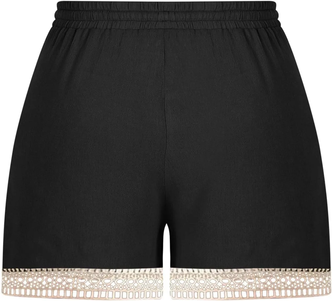 Summer Shorts for Women 2025 Trendy Casual Lace Hem Beach Shorts Plus Size Elastic High Waist Summer Wide Leg Short