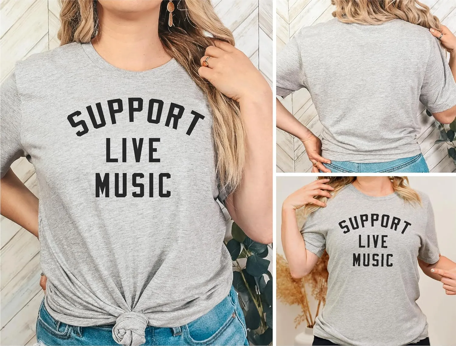 Support Live Music Shirt Support Local Music Concert Festival Local Bands T-Shirt Casual Women Shirts
