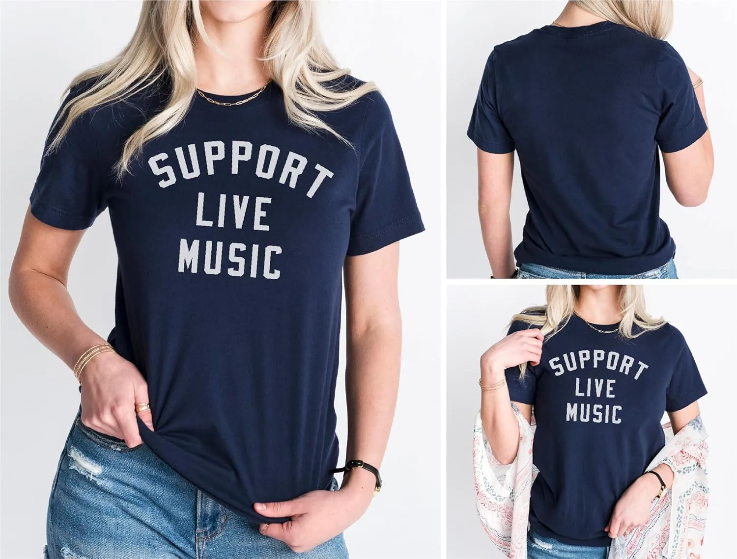 Support Live Music Shirt Support Local Music Concert Festival Local Bands T-Shirt Casual Women Shirts