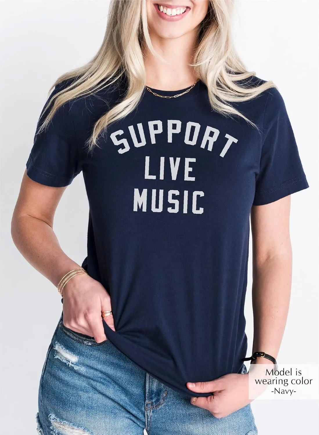 Support Live Music Shirt Support Local Music Concert Festival Local Bands T-Shirt Casual Women Shirts