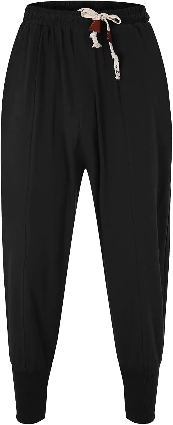 Sweatpants for Men High Street Fashion Leisure Loose Sports Running Solid Color Lace Up Elastic Waist Joggers