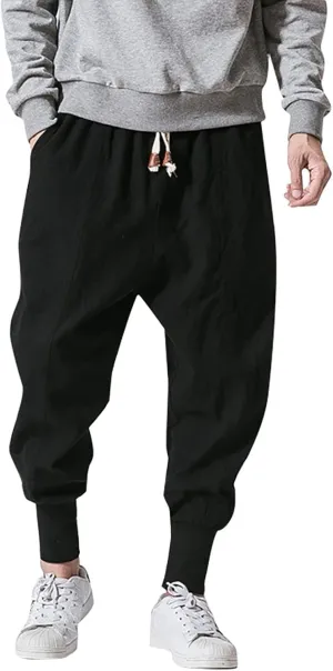 Sweatpants for Men High Street Fashion Leisure Loose Sports Running Solid Color Lace Up Elastic Waist Joggers