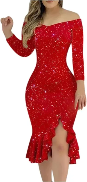 Vestidos para Mujer Fiesta Moda Cuello Redondo Vestido de Malla Vestido de Encaje de Manga Larga