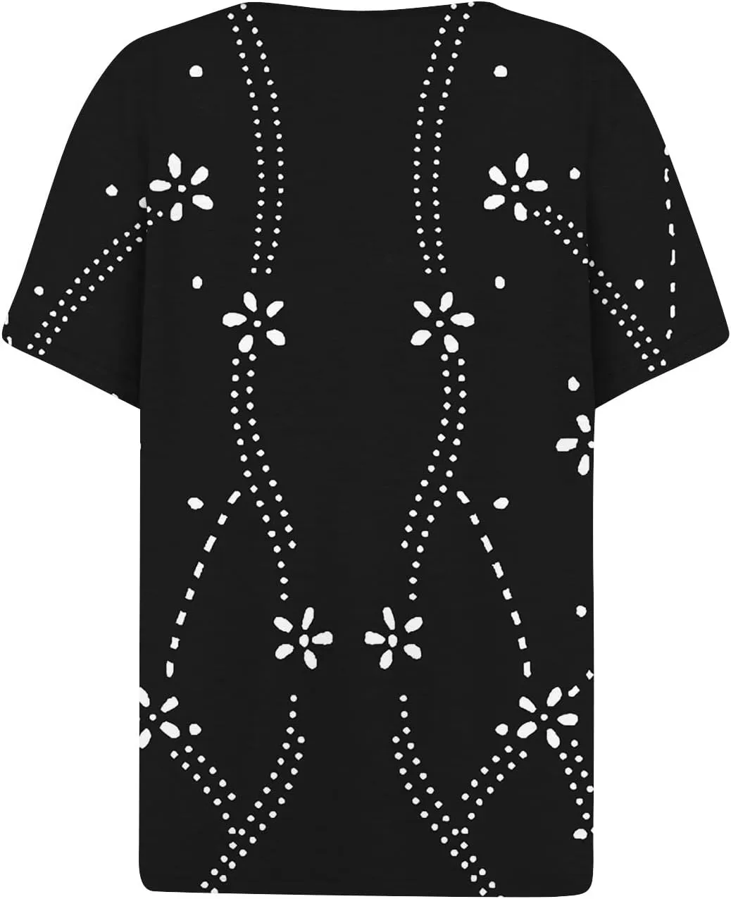 Women Short Sleeve Tops 2024 Summer Casual V Neck Pullover Fashion Plus Size Blouse Tees Printed Button T Shirt