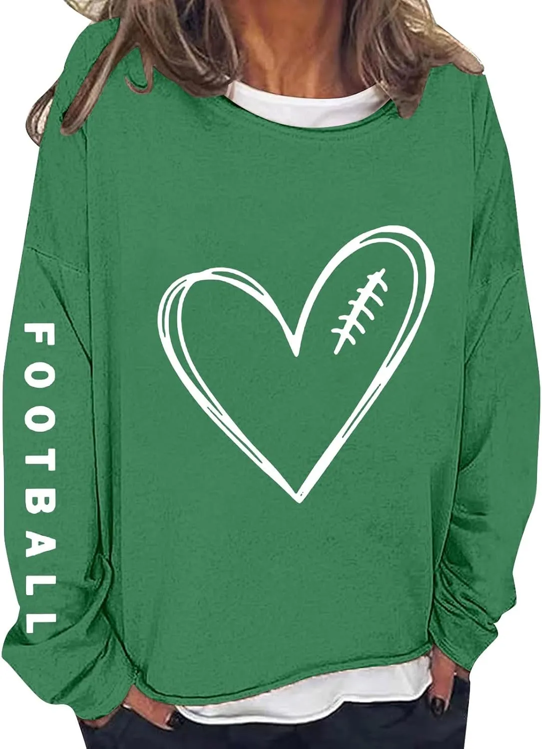 Women's Baseball Sequin Hoodie Funny Football Lover Gift Loose Casual Long Baseball Patches Game Day Hooded