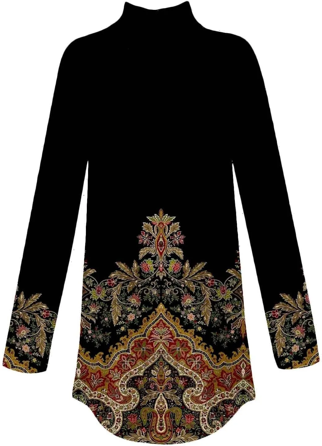 Womens Fall Tops Printing Long Sleeve Sweatshirts Turtleneck Vintage Pullover Tunic Y2k Shirt Fashion Casual Blouses