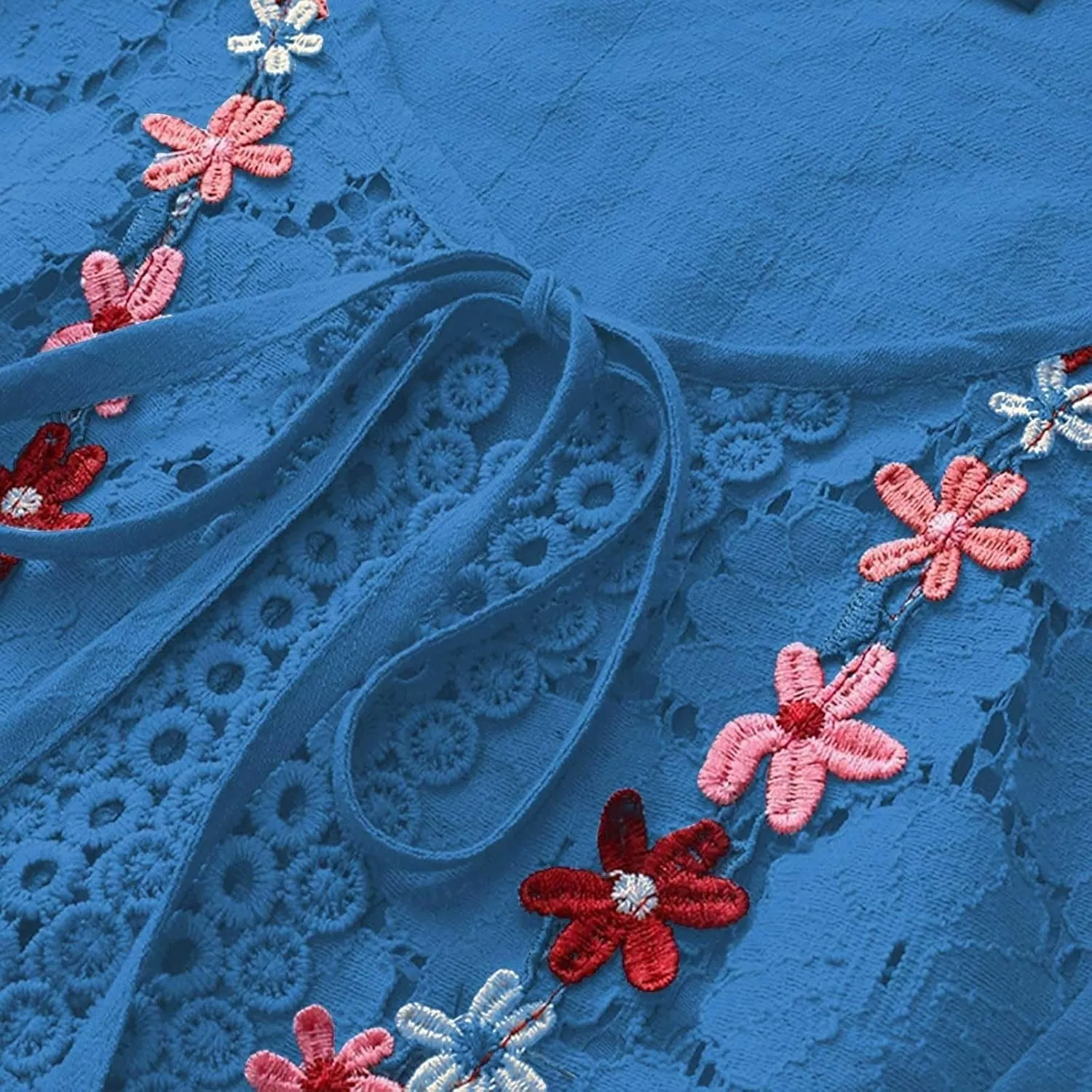 Women's Linen Embroidered Tops Loose Fit Flowy Lace Tunic 3/4 Sleeve Summer Cotton Blouse Shirts Boho Trendy Clothes