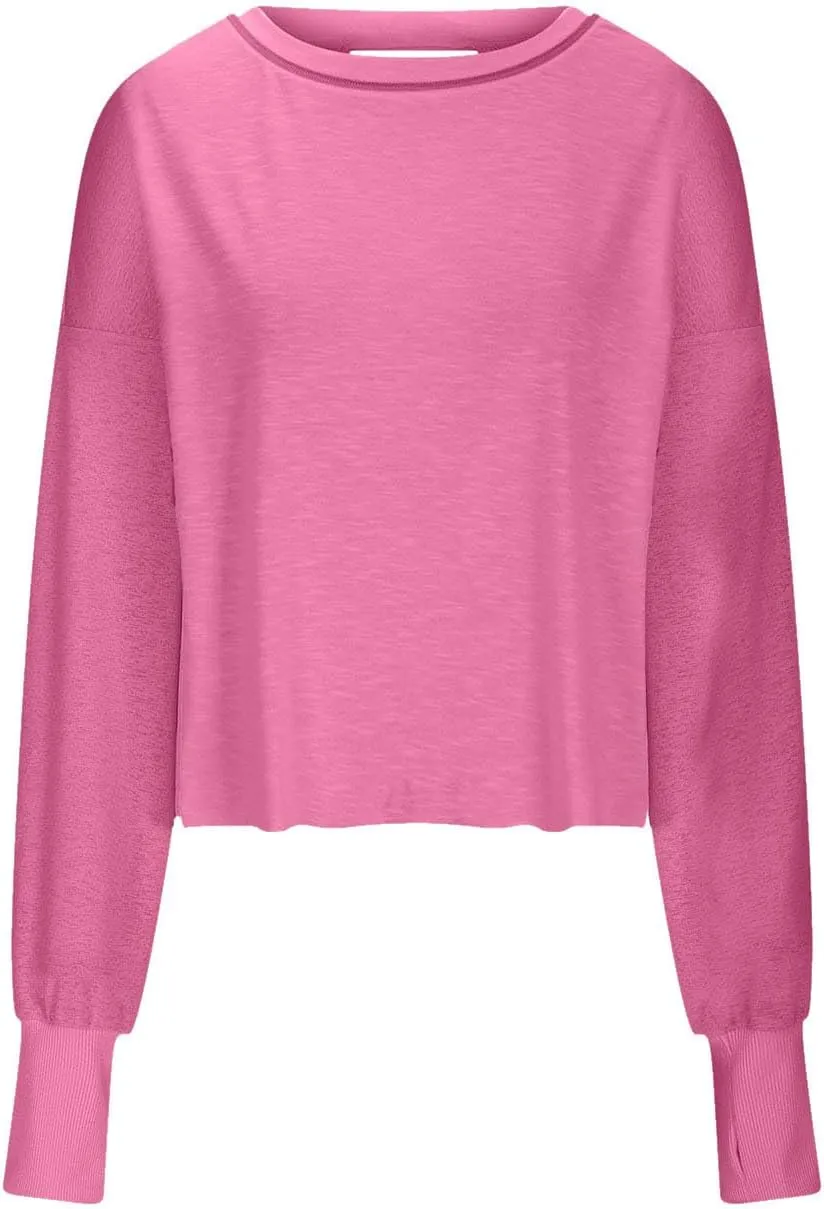 Womens Open Back Workout Tops Long Sleeve Athletic Tshirt Casual Trendy Y2k Shirt Loose Gym Running Yoga Crop Tee Top