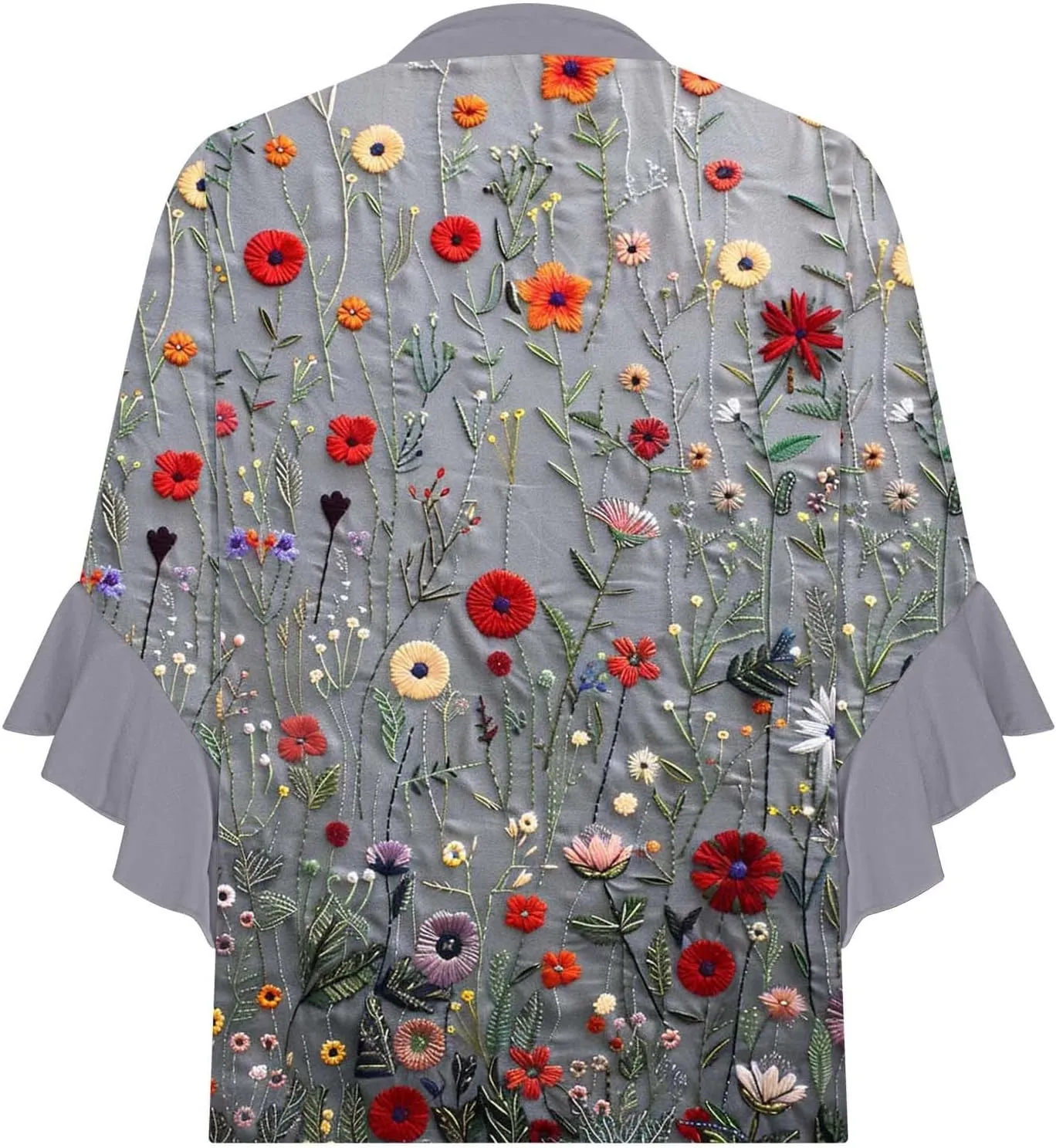 Womens Summer Floral Blouse Dressy Casual Ruffle 3/4 Sleeve Tops Trendy Button V Neck Boho Shirts Business Work Tunic